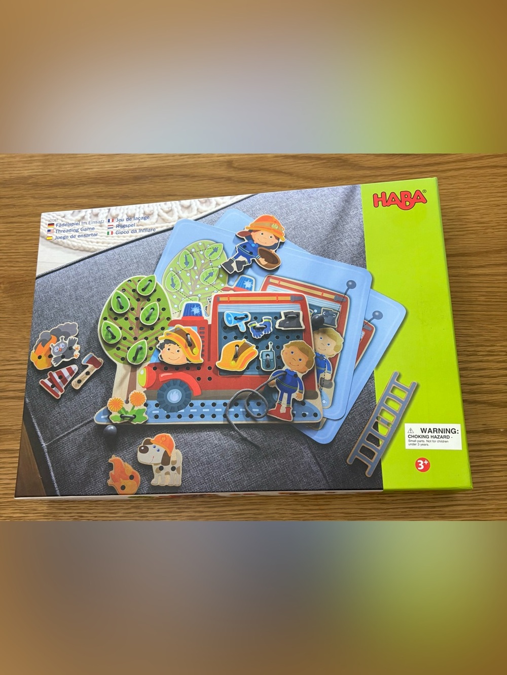HABA Fire Truck Lacing Toy - Red and Blue Activity Set